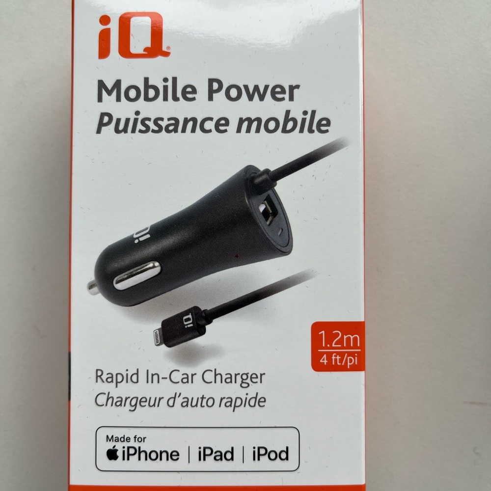 Free w/ Purchase of 2 Items: BNIB iQ Mobile Power In-Car Charger iPhone/iPad